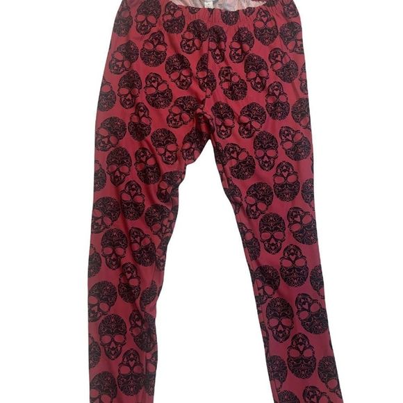 Celebrate Together Skull Leggings Red and Black - Size M - Picture 1 of 9